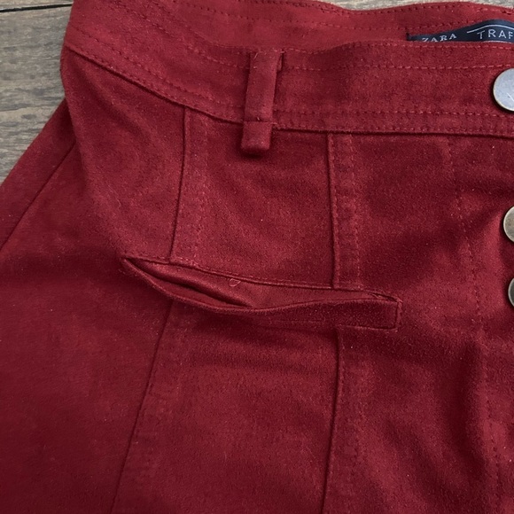 ZARA Deep Rust Orange A-Line Skirt w/Front Snap Buttons faux Pockets Academia - Picture 4 of 8
